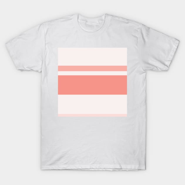 A splendid tailoring of Very Light Pink, Pale Pink, Pale Salmon and Vivid Tangerine stripes. T-Shirt by Sociable Stripes